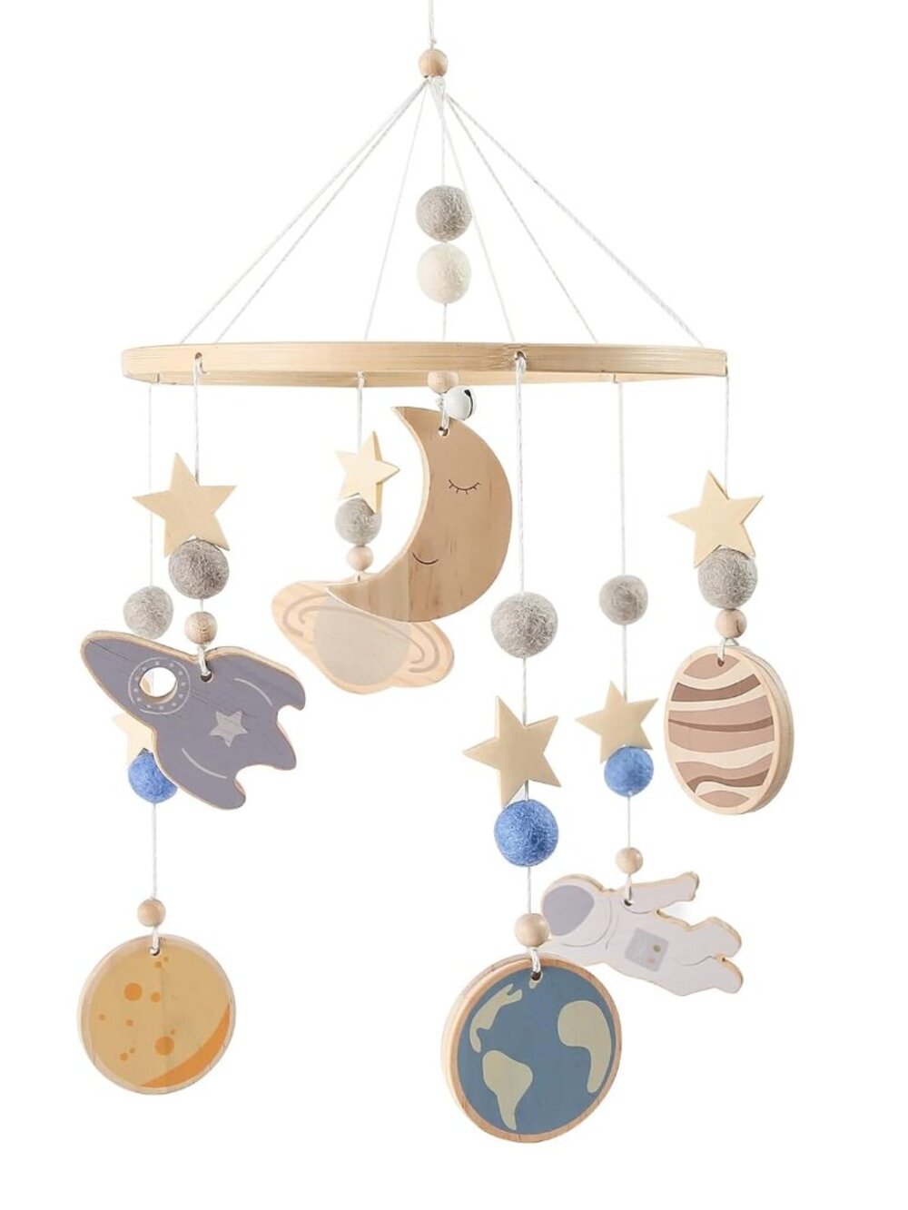 Space Nursery Mobile - Crib Mobile for Babies - Wooden Baby Mobile -Solar System